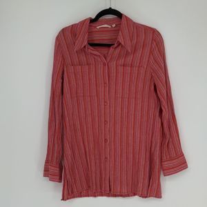 Soft Surroundings Women's Kriya Tunic Red Colorful Shirt Size Medium Roll Tab